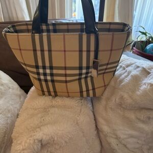 Burberry Beige and Black Plaid Tote